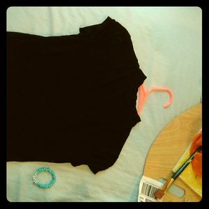 A black turtleneck crop top